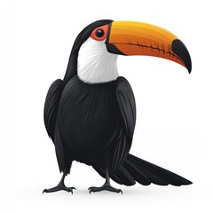 Obraz premium Toucan bird illustration, standing, white background, tropical, wildlife design