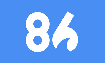 86 Shark logo number modern blue fresh
