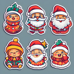 Fototapeta premium Collection of Cute Santa Claus and Elf Characters in Various Poses