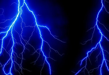 Electric blue lightning bolts, ultra-realistic, abstract, dark background, nature, flash