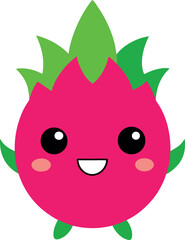 Obraz premium cute-dragon-fruit-character-smiling---white