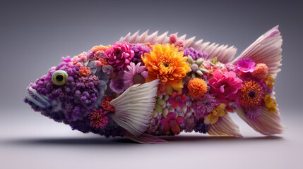 Flower Art featuring Aquatic Sea Life.