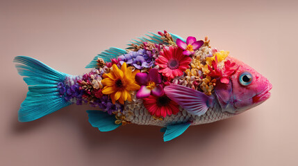Flower Art featuring Aquatic Sea Life.