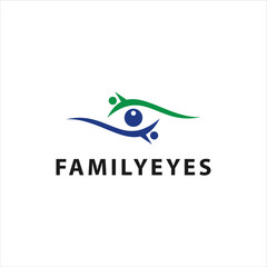 Family Eyes Logo Design: Green Blue Abstract Eye Symbol