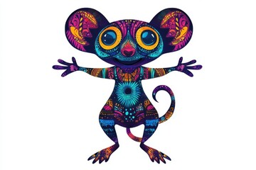 Obraz premium Ornate lemur with open arms isolated on white background