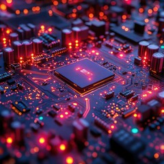 High-tech circuit board with glowing components (3)