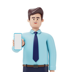 Man holding phone, symbolizing modern communication and technology use. 3D rendering, conceptual image. Isolated on white background.