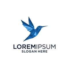 Geometric Blue Hummingbird Illustration