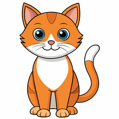 cat, cartoon, animal, kitten, vector, cute, pet, illustration, feline, domestic, mammal, pets, drawing, kitty, fur, tail, isolated, fun, funny, character, orange, happy, art, red, ginger