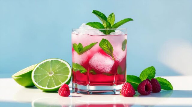 Raspberry Mojito Cocktail