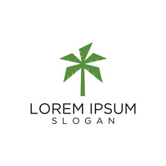 Geometric Green Palm Tree Logo Design