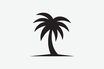 black silhouette of a animated palm tree. The design is highly simplified, bold