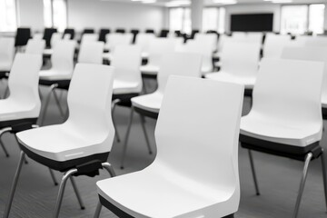Empty conference room chairs