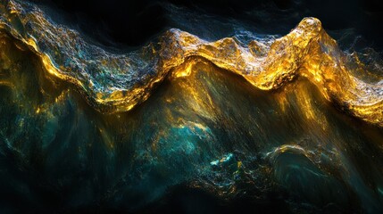 Obraz premium Golden Waves of Abstract Art: A Digital Masterpiece