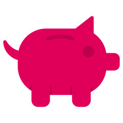 Piggy Bank Flat Icon, Solid Color Flat Icon Symbol