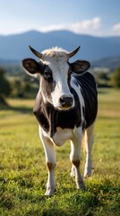 Black and white cow in pasture