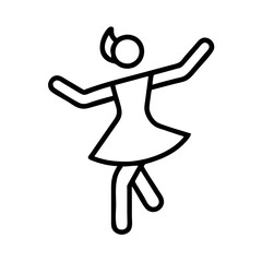 Illustration of dancing woman icon vector, dance pose, dancer silhouette, outline