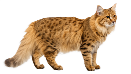 Majestic Longhair Golden Spotted Cat Feline Breed Studio Shot Isolated Background