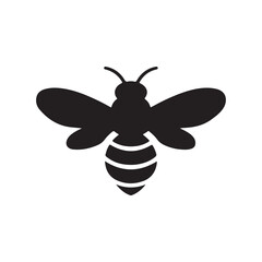 Black bee icon silhouette. Bee icon symbol. Vector illustration eps 10