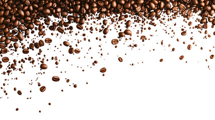 Coffee Beans Arranged Neatly in Isolation on a White Background for Professional Use