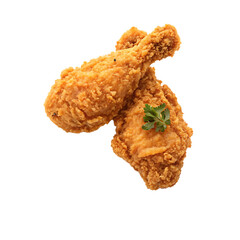 Two pieces of delicious crispy fried chicken.
