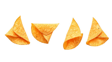 Fototapeta premium Set of delicious mexican nachos chips isolated on white and transparent background, cut out png