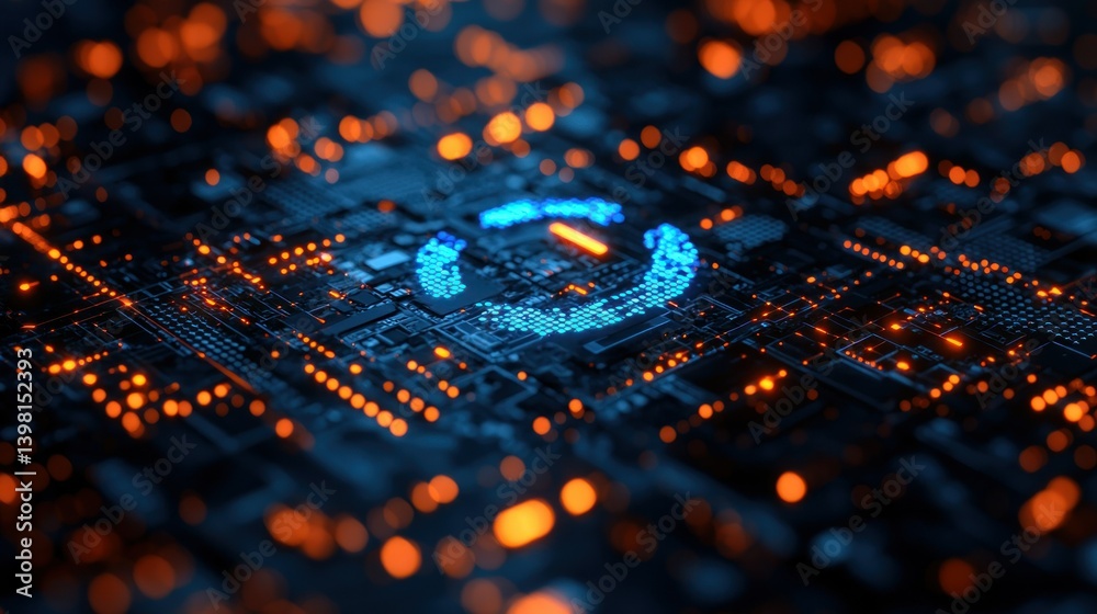 Poster abstract circuit board with loading symbol