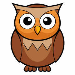 owl, bird, cartoon, animal, vector, illustration, cute, art, design, icon, drawing, nature, brown, character, feather, eyes, wise, wing, funny, beak, happy, wild, fun, night