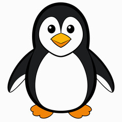 penguin, cartoon, bird, animal, vector, illustration, cold, ice, black, cute, winter, funny, fun, snow, arctic, happy, white, character, baby, wildlife, antarctica, art, nature, beak, isolated