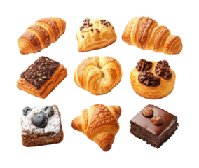 Delicious pastry selection bakery food cozy environment top-down view culinary delight isolated on transparent background png