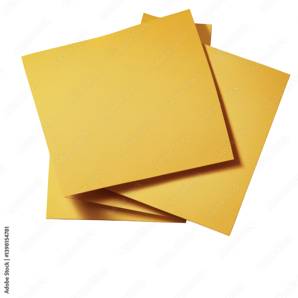 Poster stack of yellow sheets of paper organized neatly on a table creating a bright and cheerful workspace