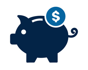 Piggy bank with dollar coin symbolizing savings and finance  