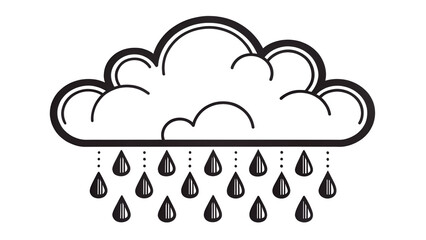 A rainy cloud looms over a bustling city skyline, creating a dramatic urban scene