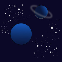 moon and stars, planets in space, outer space with planets and stars