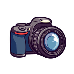 Vintage camera illustration in vibrant colors no background  