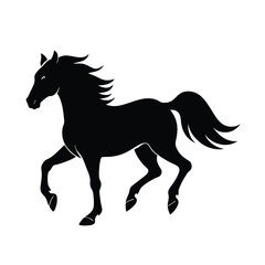 horse running vector art silhouette