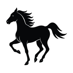 horse running vector art silhouette