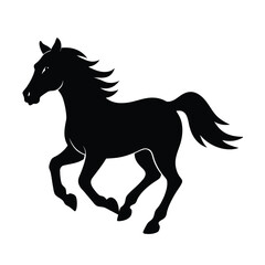 horse running vector art silhouette
