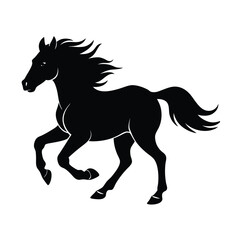 horse running vector art silhouette