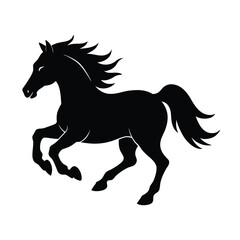 horse running vector art silhouette