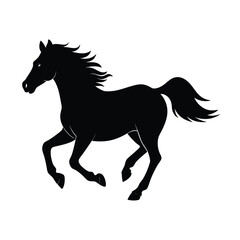 horse running vector art silhouette