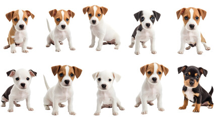 Obraz premium Adorable Jack Russell Terrier Dog Collection: Standing and Sitting Poses Captured Perfectly