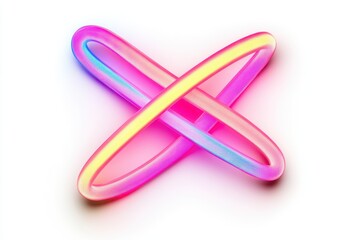 Fototapeta premium Crossed glowing tubular forms isolated on white background