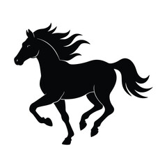 horse running vector art silhouette
