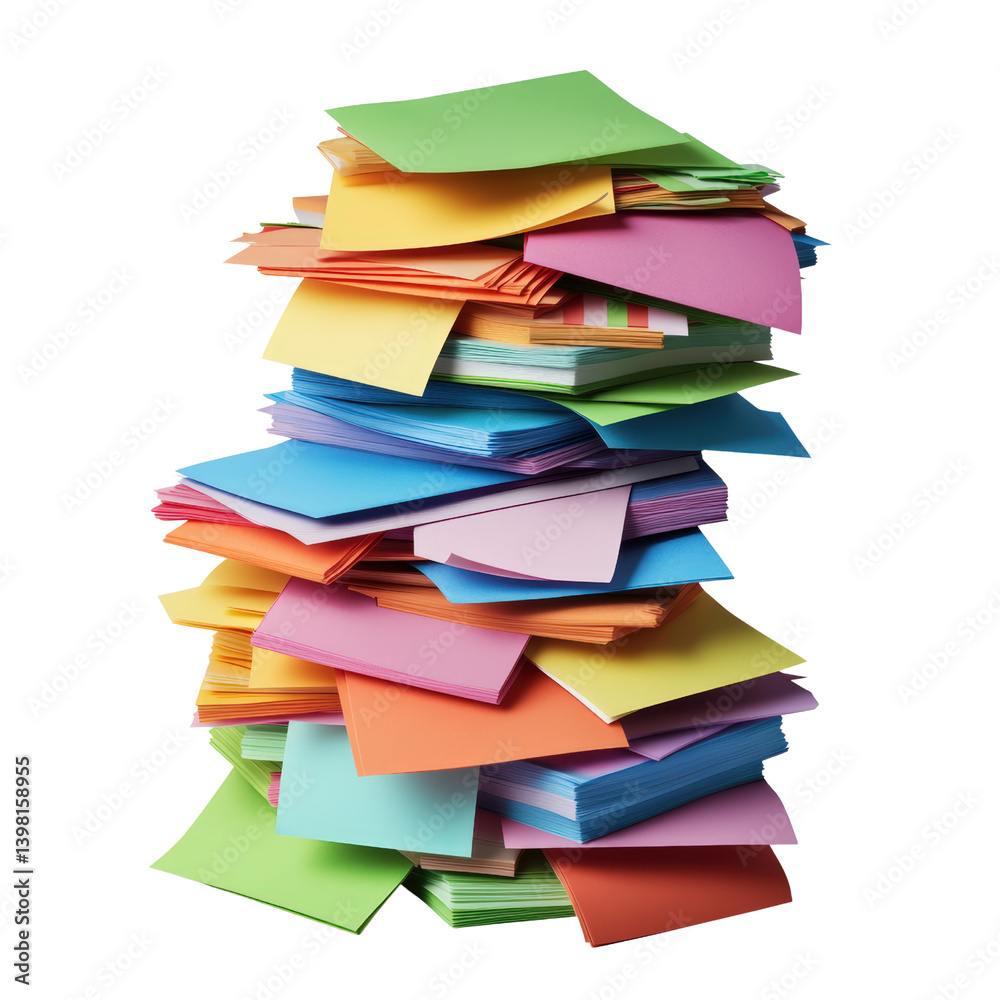 Poster colorful stack of paper sheets neatly piled together ready for use in various creative projects and 