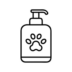 Pet shampoo bottle with paw print outline for grooming and hygiene products design