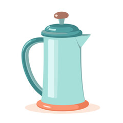 Fototapeta premium Vintage teal coffee pot illustration no background 