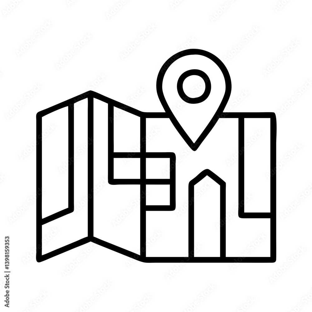 Poster map location icon travel destination gps navigation route pointer landmark guide