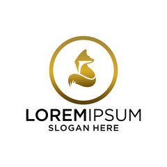 Golden Fox Logo Design in a Circle