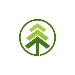 Green Abstract Tree Icon in a Circle